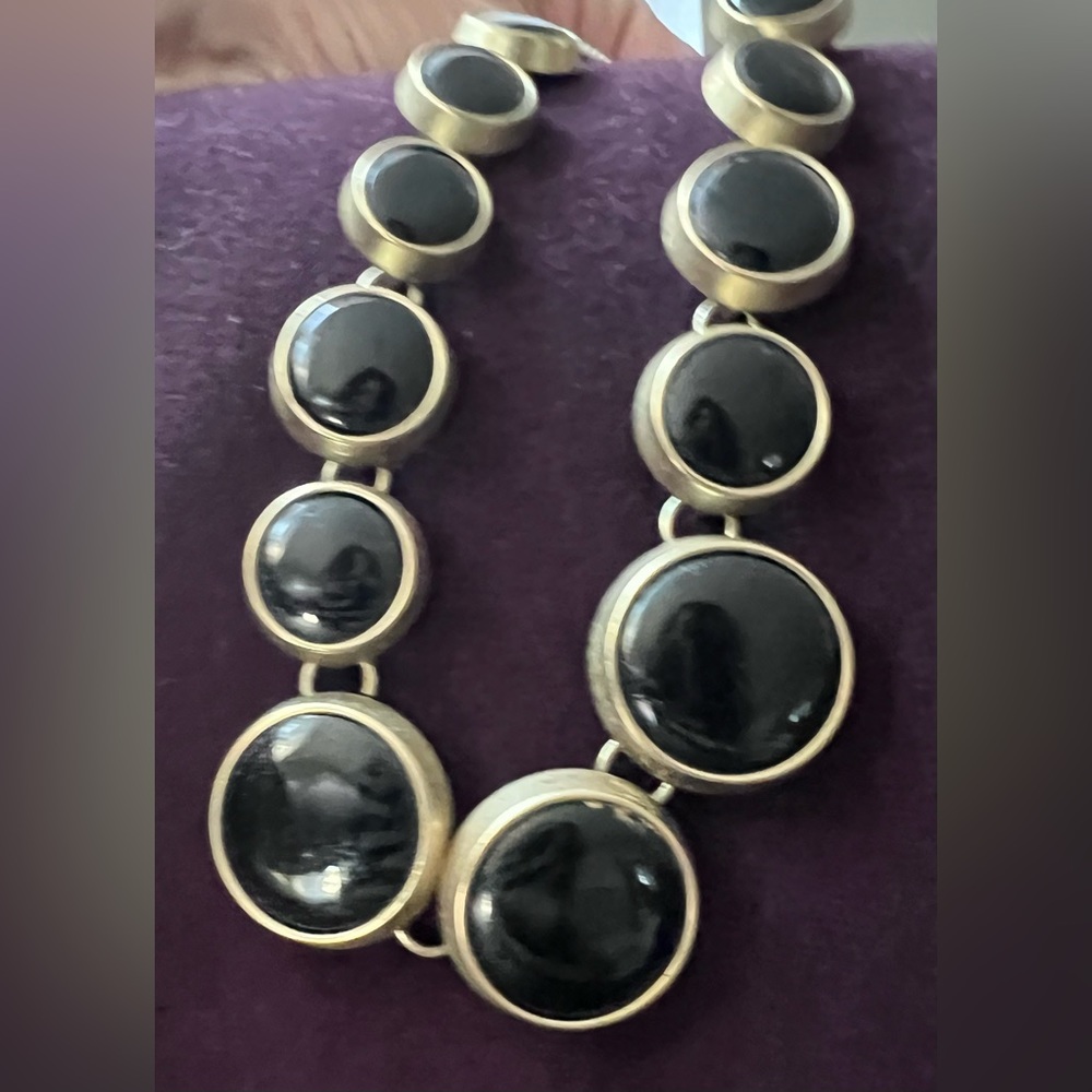 Express Necklace Copper Tone and Black Resin Pebble Necklace